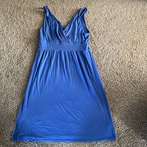 Medium Blue V-Neck Knee-Length Dress